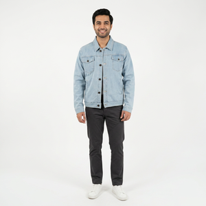 Chaqueta vaquera personalizada de alta calidad para hombre, lona transpirable con bolsillos, estilo abotonado para la moda callejera de invierno - Product Image 1