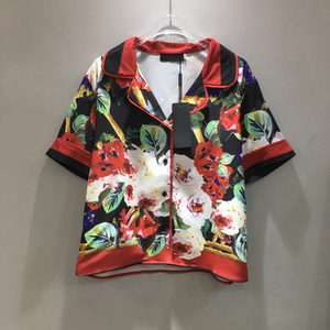 Women Premium Designer Floral Blouse Tie Waist Shirt Elegant Summer Top Lightweight - Product Image 5