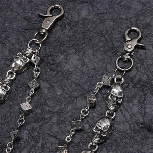 Chaîne de taille en métal double couche avec pendentif crâne et dés, style Hip Hop Punk, en argent tibétain, pour jeans et tenues décontractées - Product Image 4