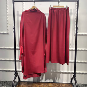 Abaya turca de alta calidad, vestido musulmán de dos piezas, Color sólido de talla grande, Abaya islámica, ropa de mujer, Abaya de Dubái, venta al por mayor - Product Image 1
