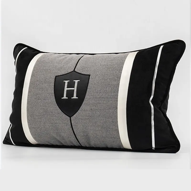 Hot Sale Striped Word Embroidered Lumbar Cushion Cover For Living Room Football Club and Fit Gym Cushion Cover