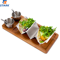 Porte-tacos jetables en bambou 3 en 1 personnalisés support de plaque et plateau de service pour une utilisation en fête