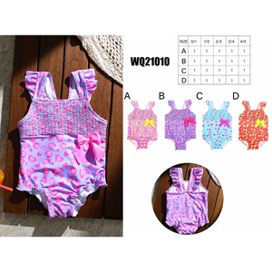 Costume da bagno intero HDJ per ragazze con volant e stampa a cuore, controllo pancia, taglie 4, 6, 8, 10, 12, 14, colori Giallo, Rosa, Blu - Product Image 3