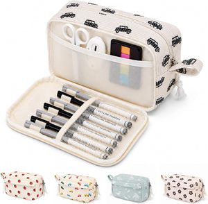 Trousse à crayons grande capacité en velours côtelé souple à 3 compartiments pour fournitures scolaires pour adolescentes et adolescents sans fermeture Chine - Product Image 3