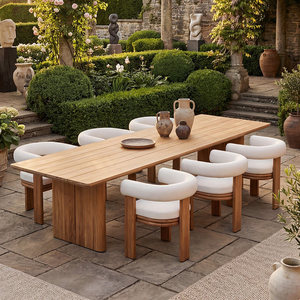 Table et chaises d'extérieur en teck du Myanmar pour cour de villa, hôtel, maison d'hôtes, terrasse extérieure, mobilier de loisirs en bois massif - Product Image 2