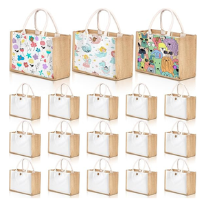 Custom Printable Jute <b>Tote</b> <b>Bags</b> with White <b>Canvas</b> Front | Eco-Friendly Burlap Shopping <b>Bags</b> for Logo, Artwork & Gifts - Product Image 1