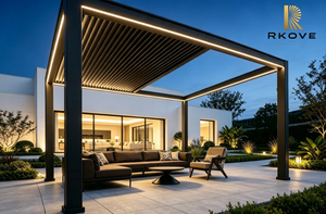 RKOVE RK-E2 Modern Black Aluminum Pergola <b>Square</b> <b>Frame</b> Powder Coated Weather Resistant Backyard Outdoor Structure - Product Image 2