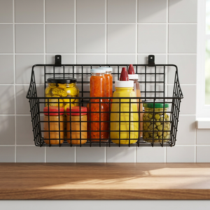 Panier de rangement suspendu moderne en fil métallique écologique Sheeraz International avec poignée et séparateurs en tissu de haute qualité - Product Image 4