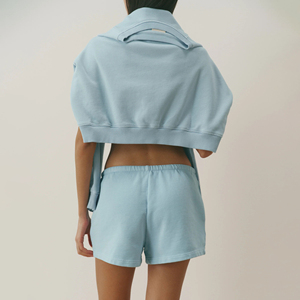 Conjuntos Deportivos de Algodón Orgánico 100% Certificado, Fibras Naturales Ligeras de 380GSM, Sudadera y Pantalones Cortos a Juego con Logotipo Bordado - Product Image 2