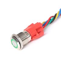 Interrupteur à bouton-poussoir lumineux 12 mm 16 mm |   Interrupteur momentané en métal éclairé par LED, étanche IP67, pour borne d'arcade et machine à sous