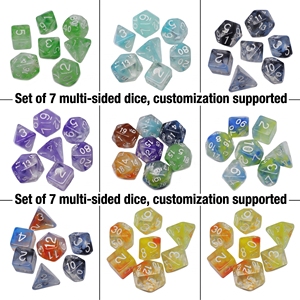 Dés polyédriques à bords vifs en acrylique dégradé, personnalisés, directement de l'usine, lot de 7 pièces pour jeux de rô<span class=keywords><strong>le</strong></span> DND <span class=keywords><strong>RPG</strong></span> - Product Image 1