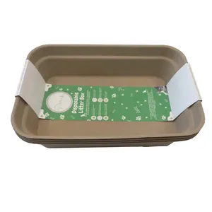 Biodegradable Eco Friendly Molded Paper Pulp Travel Disposable Kitty Cat Litter Box Tray for Cats