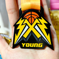 Médaille de récompense personnalisée pour tournoi de basketball, plaquée noir, émail souple, forme irrégulière, alliage de zinc, médaille de vainqueur sportif
