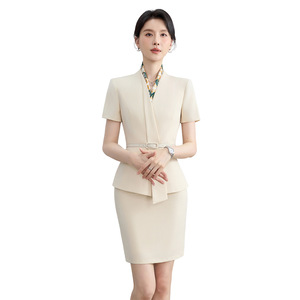 Women's Short Sleeve Suit Set Summer Thin Elegant Professional Workwear Commuting Uniform Polyester Fiber 94.2 Spandex 5.8 - Product Image 5