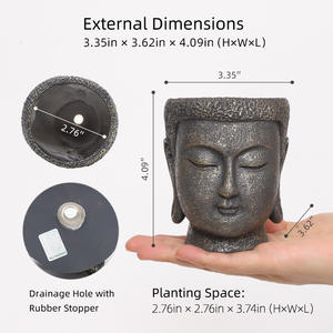 <span class=keywords><strong>Pot</strong></span> <span class=keywords><strong>de</strong></span> <span class=keywords><strong>fleur</strong></span> vintage en résine, tête <span class=keywords><strong>de</strong></span> <span class=keywords><strong>bouddha</strong></span>, décoration d'intérieur et d'extérieur, pour plantes succulentes - Product Image 2