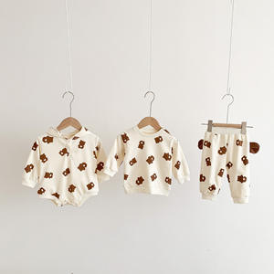 Pakaian Bayi Musim Gugur 2025 Set Romper Bayi Motif Beruang Kartun Jumpsuit - Product Image 3