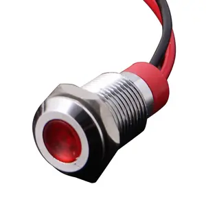 Hochwertige 6mm LED Metall Kontroll leuchte wasserdicht Signallampe mit Kabel 3V 5V 6V 12V 24V 220V rot gelb blau grün weiß