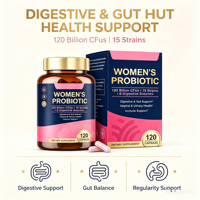 Capsules Probiotiques pour Femmes 120 Milliards de UFC 15 Souches 8 Enzymes Digestives Soutien au Bien-être Vaginal et Urinaire 120 Gélules