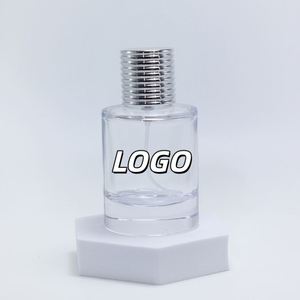 Custom Clear Crimp Cylinder Shape Eco-friendly <b>Perfume</b> <b>Spray</b> <b>Bottle</b> 30ml 50ml Luxury Empty Glass <b>Bottle</b> Gold Cap Screen Printing - Product Image 1