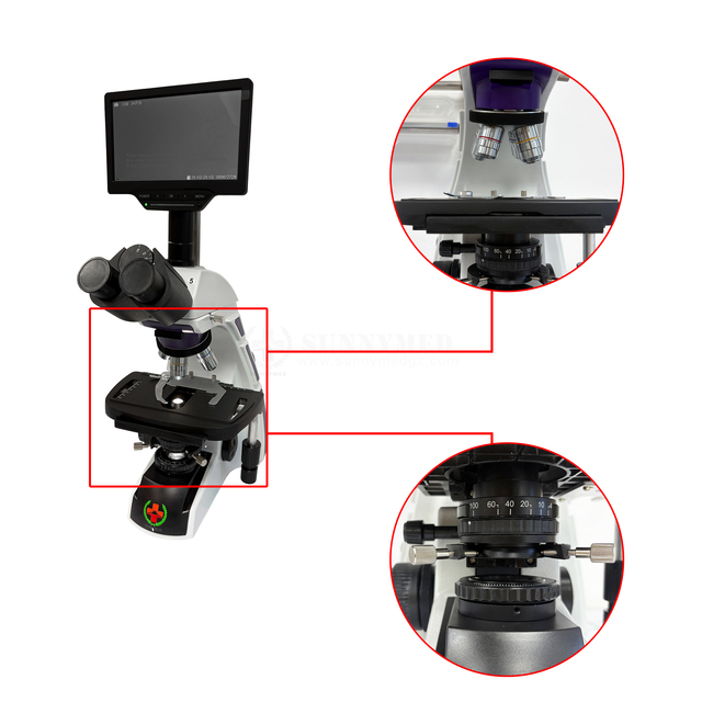 SY-B129T_2 Lab Grade WiFi Biological Microscope With Rechargeable Battery 7 Inch Screen Digital Microscope 10 Inch Optional