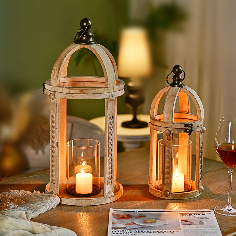 Innova Rustic Metal Handle Wood Candle Holder Lantern Ready To Ship Antique Retro Style Birdcage Design For Easter Home Decor