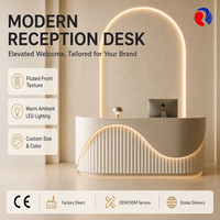 Comptoir de réception moderne en bois, mobilier commercial pour hôtel, bureau, hall d'entrée
