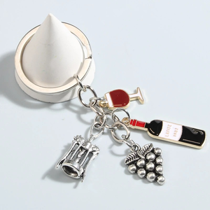 Llavero Abridor de Botellas de <span class=keywords><strong>Vino</strong></span> Personalizado al por Mayor, Amuleto de Metal Esmaltado con Diseño de Uva, Llavero de Acero Inoxidable - Product Image 5