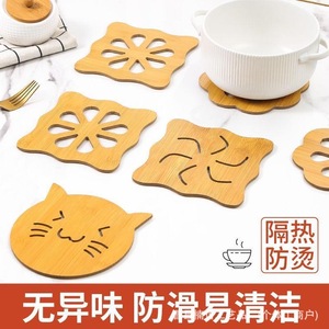 แผ่นรองจานไม้ลายการ์ตูนแมว ทนความร้อน สำหรับวางบนโต๊ะ ชาม จาน - Product Image 3