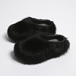 <span class=keywords><strong>Mules</strong></span> en fausse <span class=keywords><strong>fourrure</strong></span> pour le printemps - Semelle épaisse rehaussante antidérapante et durable - Product Image 1