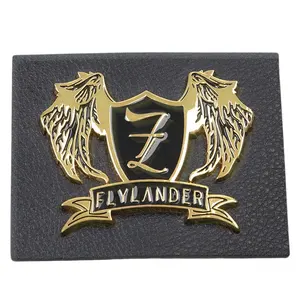 Leather Labels Supplier Custom Embossed Logo Black Engraved Plate Metal Patches for Clothing