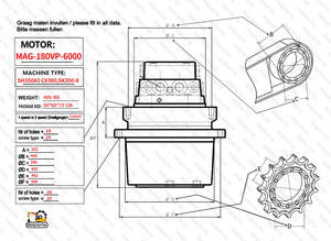 มอเตอร์ไฮดรอลิกขับเคลื่อนแบบ Final Drive รุ่น CX360 SK350-8 SH350-3 SH350-5 สำหรับ CASE MAG-180VP-6000 TM60 DNB50 JMV173 - Product Image 5