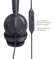 Auriculares con cable Yealink UH46 USB-C/USB-A profesionales con 3 micrófonos, reducción de ruido por IA, ecualizador dinámico y diseño sobre la oreja.