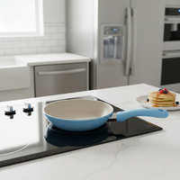 Poêle à frire antiadhésive en aluminium, poêle à sauter 16/18 cm, style américain, poignée en bakélite pour cuisinière à gaz et à induction