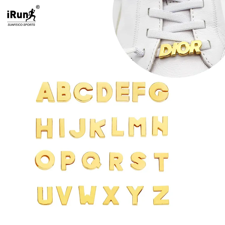Sunfei Sneaker scarpa etichetta in pizzo Af1 decorazione serrature Set accessori per lacci incisi in metallo personalizzati in lega di zinco lettera Charms in pizzo