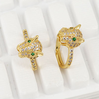 Csja — bagues en forme de léopard, anneau Chic et délicat, plaqué or, Micro pavé, pour femmes, dames, anneaux doigt panthère en diamant, RM1115