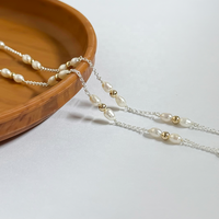 Nouvel Arrivage Perle d'Eau Douce Naturelle de Haute Qualité avec Chaîne à Billes Fine Chaîne Rolo en Or Rempli 14K en Vrac pour Fabrication de Bijoux Permanents