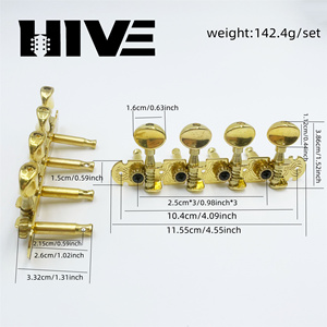 HIVE Clavijas de Afinación para <span class=keywords><strong>Mandolina</strong></span> de 8 Cuerdas, de <span class=keywords><strong>una</strong></span> Pieza, con Ángulo de Arco, Cola Larga, Orificio 4L4R, Cabeza Redonda Pequeña Dorada - Product Image 2