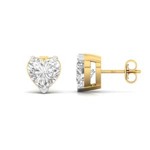 Élégantes boucles d'oreilles solitaires en diamant CVD de laboratoire taille cœur 0,44 ct, éclat majestueux, plaqué or 10 carats, certifiées IGI, bijoux étincelants - Product Image 2