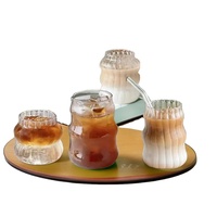 Tasse à fil de verre borosilicaté à bande verticale Mode moderne grande capacité Jus de fruits thé à bulles verre tasse à café glacée