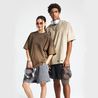 T-shirts surdimensionnés 250 GSM délavés à l'acide, personnalisables avec logo streetwear, en coton à manches courtes, imprimé vieilli, pour hommes