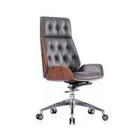 Chaise de bureau ergonomique noir, de haute qualité, à dossier haut, de couleur noire, Design en bois
