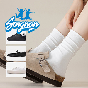 Calcetines de media pantorrilla sin costuras para mujer, anti-bolitas, con borde enrollado, de algodón peinado puro, antibacterianos y resistentes al olor, para otoño. - Product Image 3
