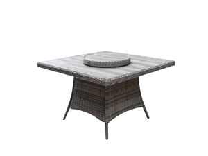 Juego de vajilla de ratán de aluminio para exteriores moderno de 4 plazas de alta calidad diseño cuadrado con vidrio cerámico <span class=keywords><strong>Lazy</strong></span> <span class=keywords><strong>Susan</strong></span> - Product Image 2