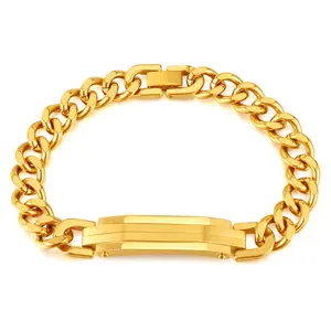 Di alta qualità impermeabile 18K placcato oro moda semplice in acciaio inox braccialetto di gioielli cubano catena per gli uomini