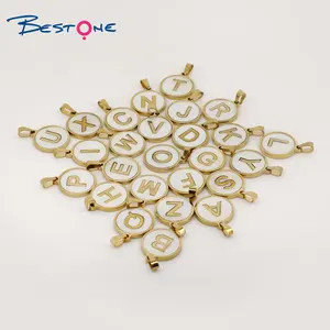 BESTONE Dream Charming Beads Charming Diy Jewelry Designer Charms Words A to Z Shell Pendant para collar