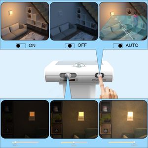 Classic Square Motion <b>Sensor</b> Night <b>Light</b> Plug-in LED <b>Light</b> with Motion <b>Sensor</b> Warm White Energy Saving <b>Indoor</b> Safety Lamp - Product Image 5