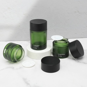 신뢰할 수있는 20g/30g/50g 흰색 유리 아이 및 페이스 크림 용기 검은 뚜껑이있는 빈 스킨 케어 용기 - Product Image 5