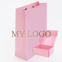 Personnalisation de votre propre Logo, poignée de ruban de luxe, carton rose, estampage à chaud, sac d'emballage, sacs cadeaux 13x17x7