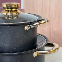 Nouvel ensemble de casseroles en acier inoxydable pour la cuisine, jeu de casseroles, ustensiles de cuisine, ensemble de casseroles noires pour soupe et poêles