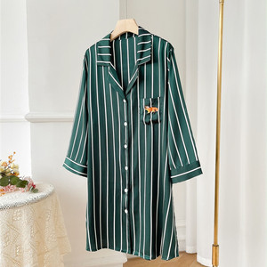 Nighty design da donna <span class=keywords><strong>camicia</strong></span> da <span class=keywords><strong>notte</strong></span> in seta <span class=keywords><strong>Sexy</strong></span> <span class=keywords><strong>camicia</strong></span> da <span class=keywords><strong>notte</strong></span> a maniche corte in raso camicie da <span class=keywords><strong>notte</strong></span> a righe estive taglie forti - Product Image 2